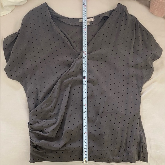 Forever 21 Drapey Taupe Brown Black Short Sleeve 100% Silk Shirt Blouse Small - Picture 5 of 5